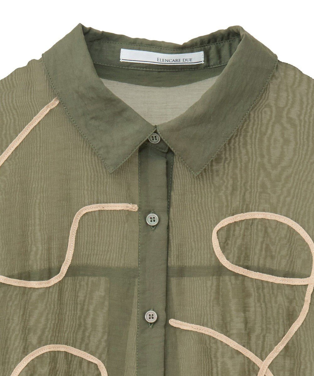 Green Parks ・ＥＬＥＮＣＡＲＥ　ＤＵＥ　テープ刺繍シアーシャツ 