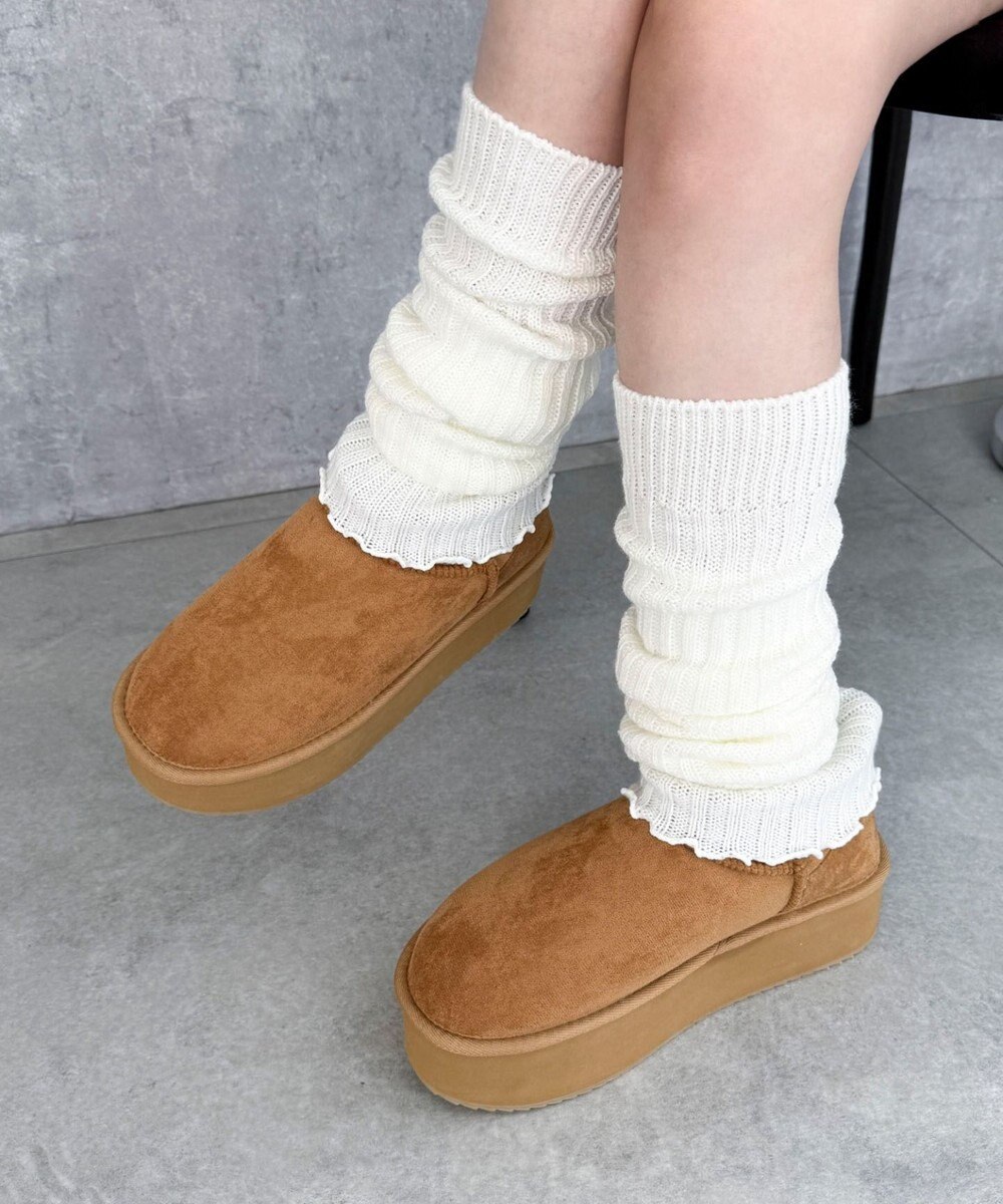 WEGO 【25年秋冬新作/あったかブーツ】厚底ムートンタッチブーツ 