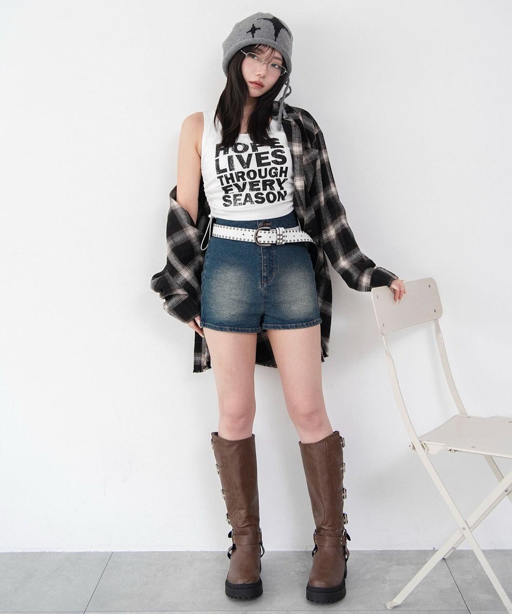 WEGO ハイウエストマイクロデニムショーツ 