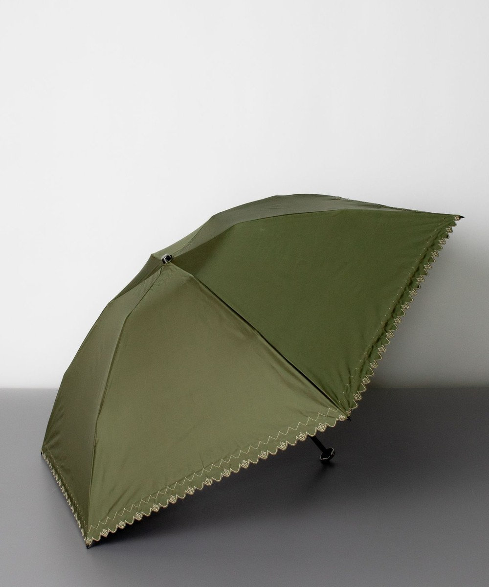 AURORA Blao（ブラオ）ボーラー刺?柄 晴雨兼用傘（折り畳みミニ傘）日傘 カーキ