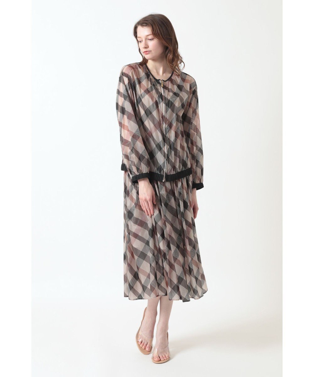 DAKS ハウスチェックシアー リップルブルゾン 