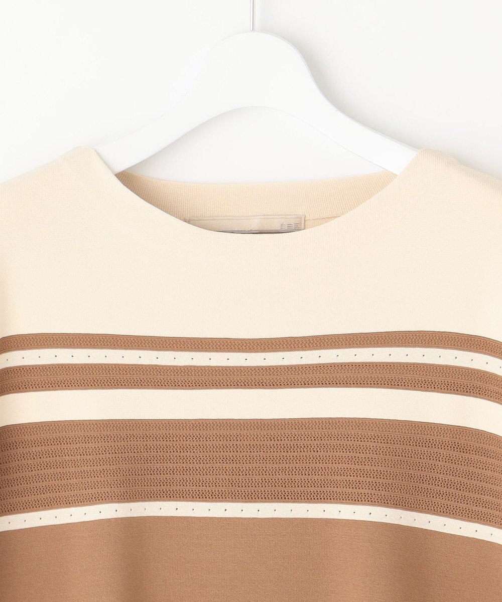 自由区 【洗える】クレープストレッチブロッキングボーダー ニット 