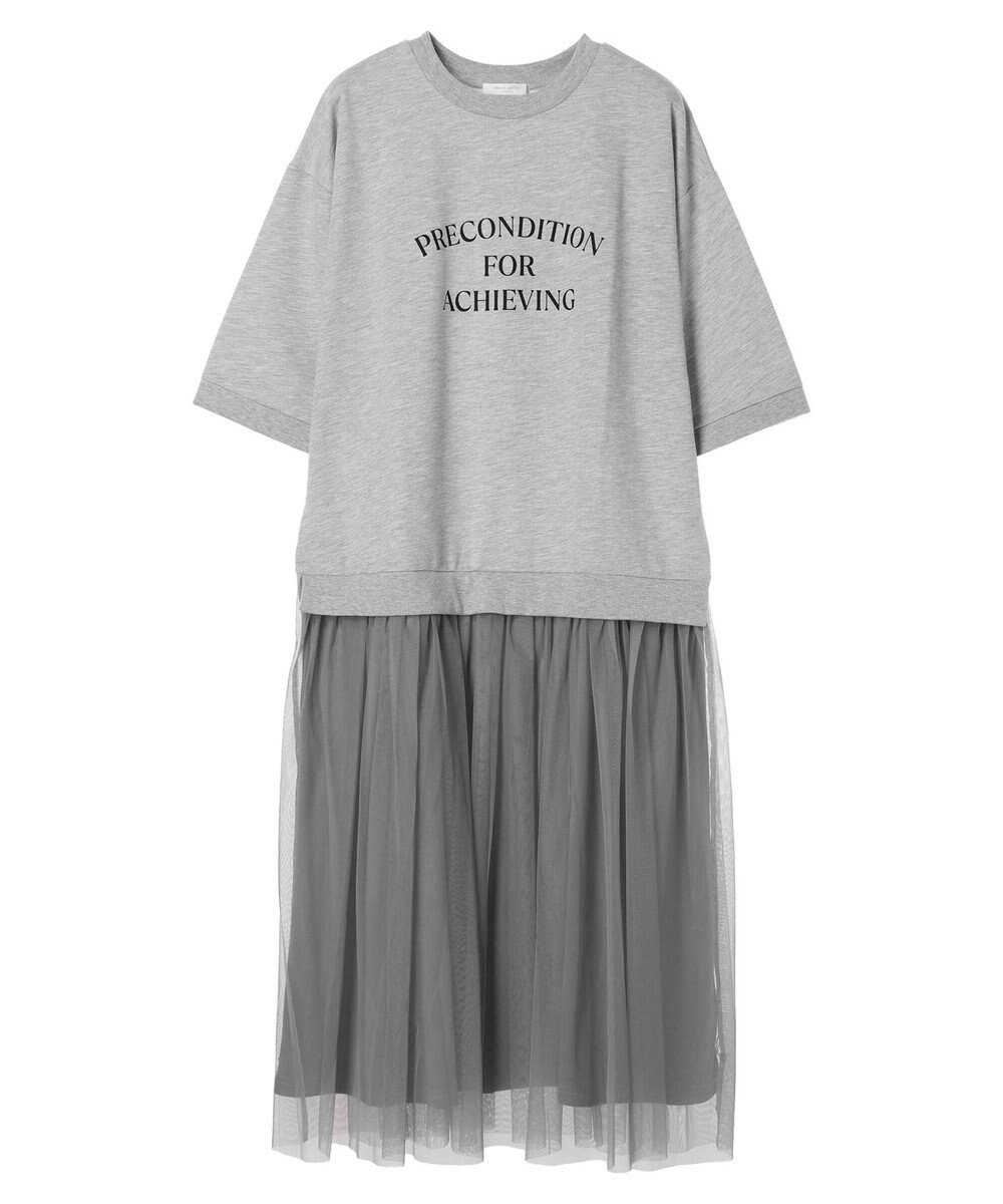 Green Parks ７分袖チュールドッキングロゴワンピース 