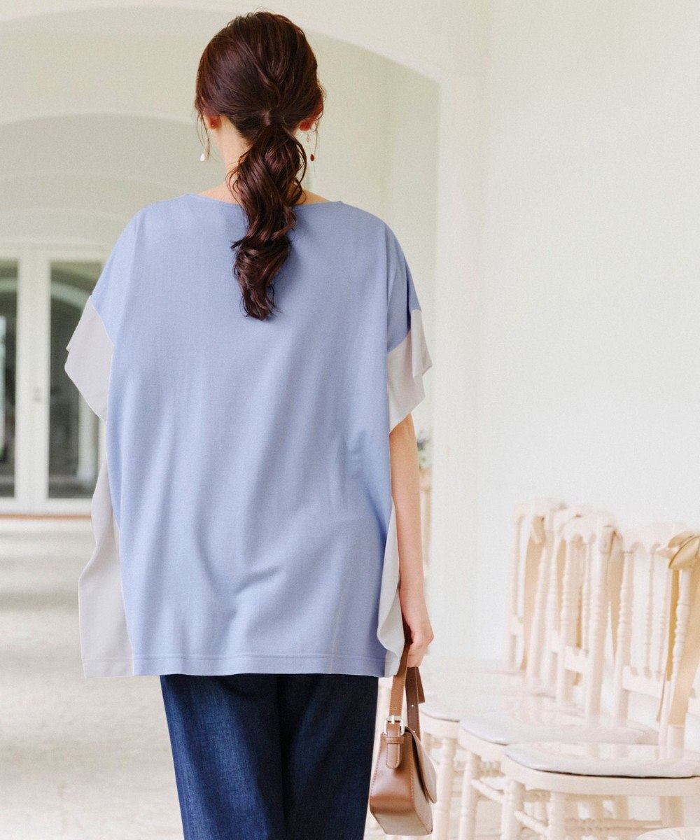 Tiaclasse 【洗える】配色カットソードルマントップス 