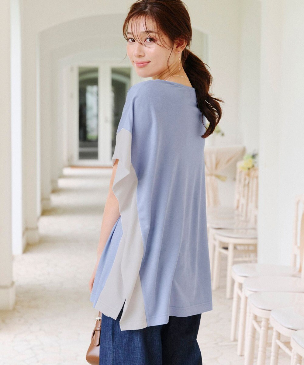 Tiaclasse 【洗える】配色カットソードルマントップス 
