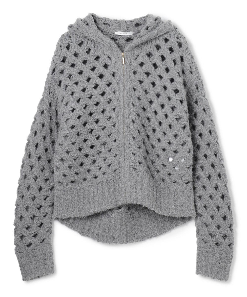 BEIGE， KOKOMO / ウールアルパカメッシュニットパーカー 