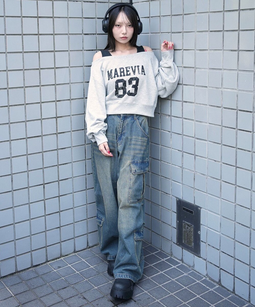 WEGO ドッキングオフショルショートスウェット 