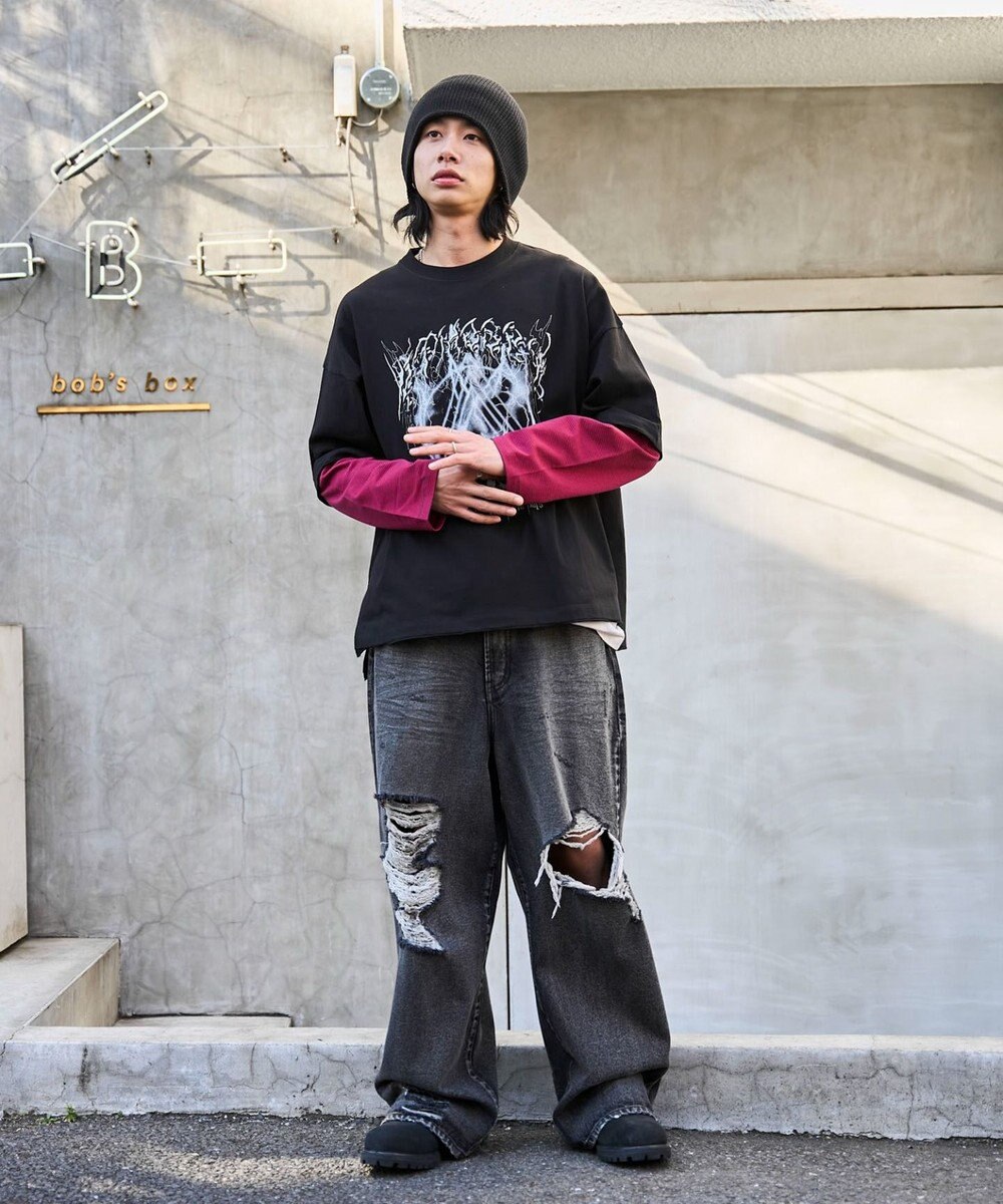 WEGO フェイクレイヤードグラフィックT（LS） 