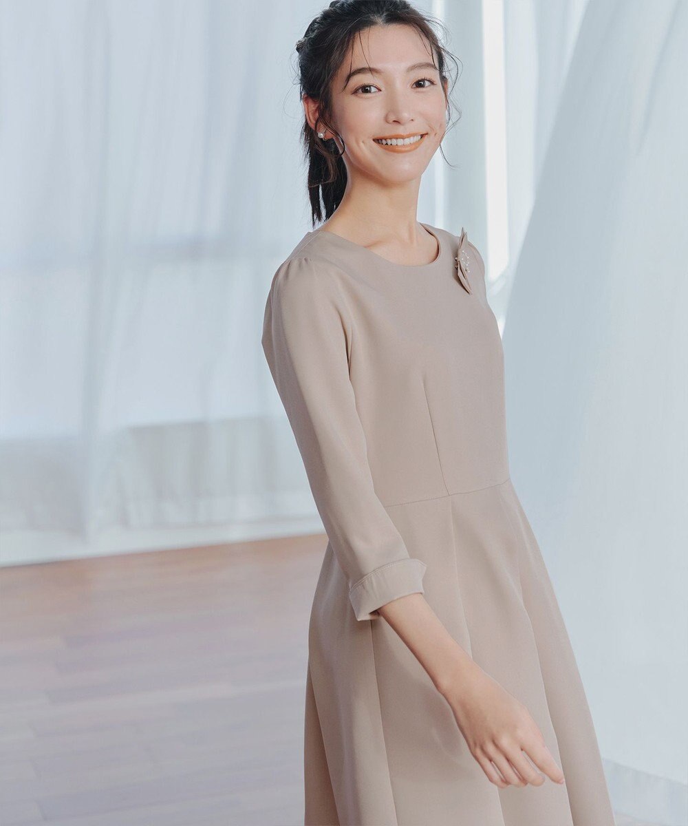 Tiaclasse 【3WAY】リボンブローチ＆ベルト付きフレアワンピース 