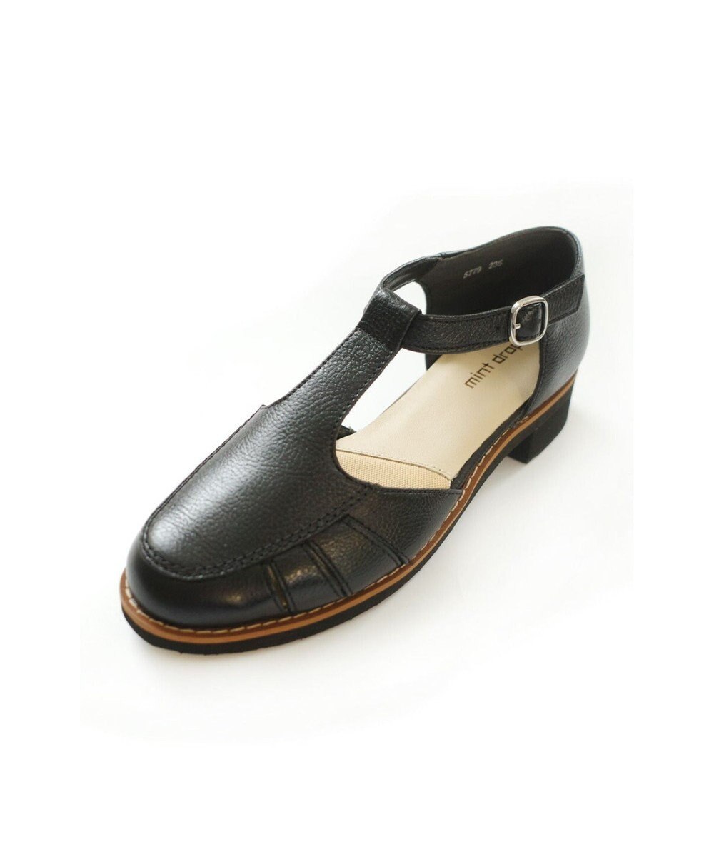 Pointer 本革 通気性Tストラップパンプス 