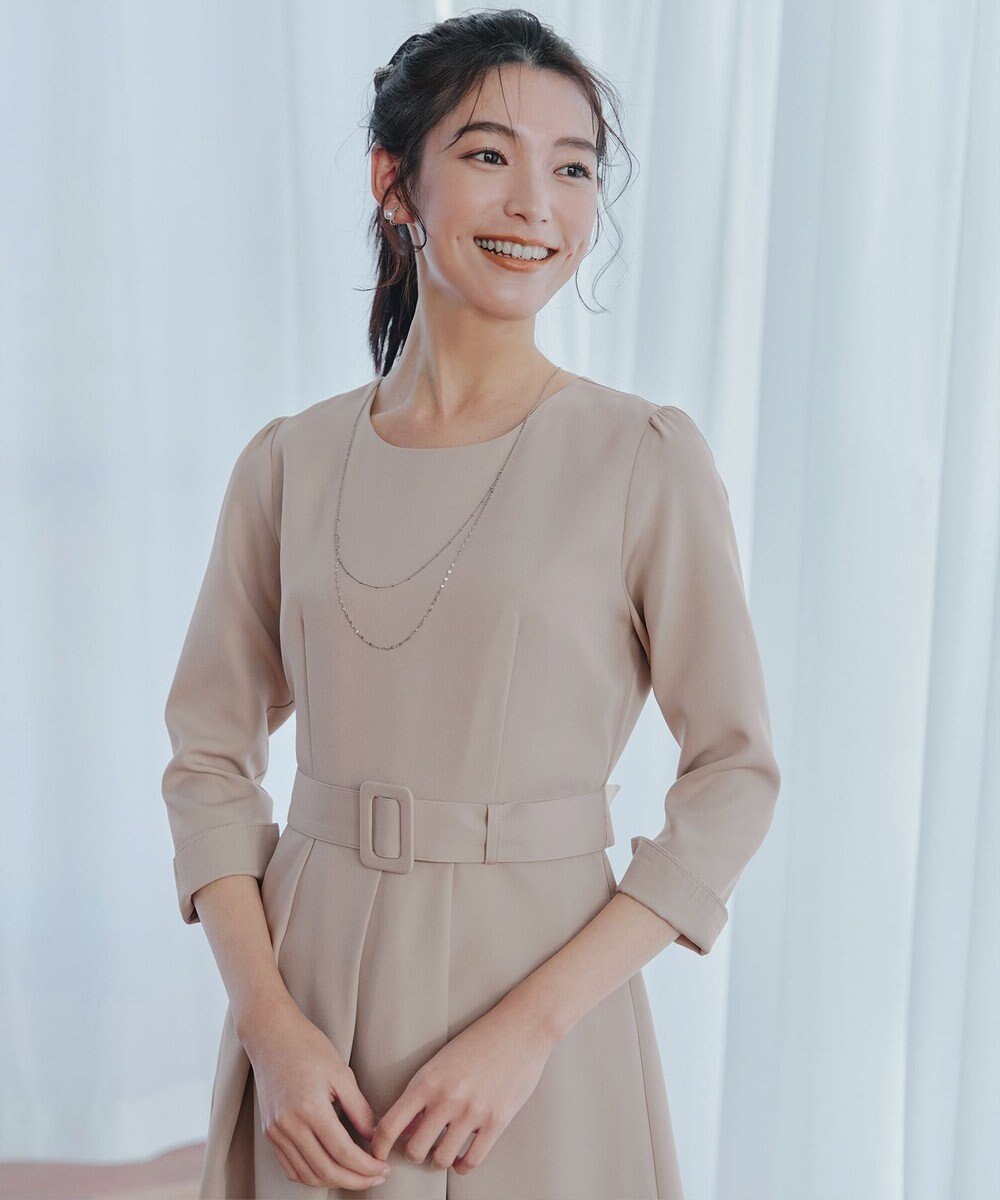 Tiaclasse 【3WAY】リボンブローチ＆ベルト付きフレアワンピース 