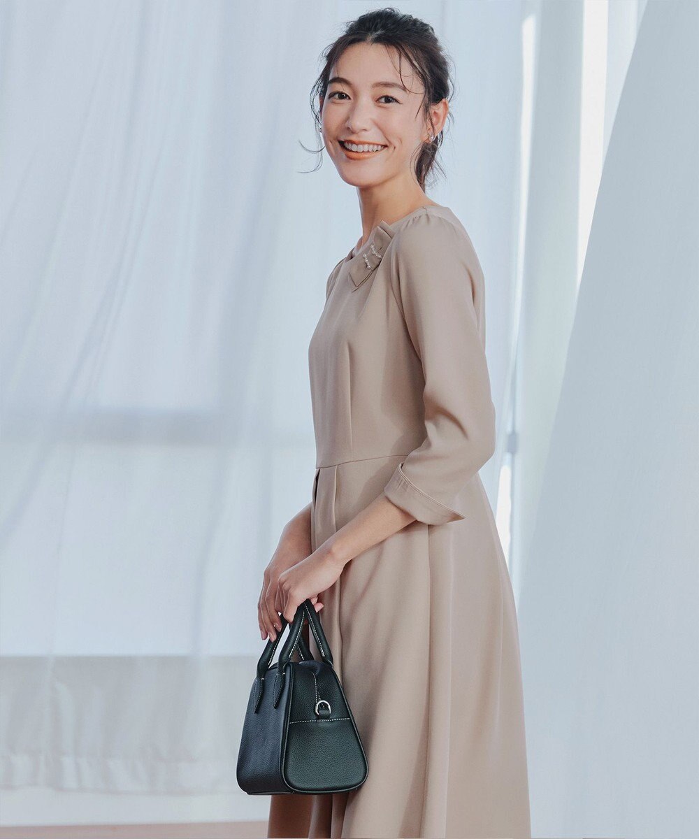 Tiaclasse 【3WAY】リボンブローチ＆ベルト付きフレアワンピース 