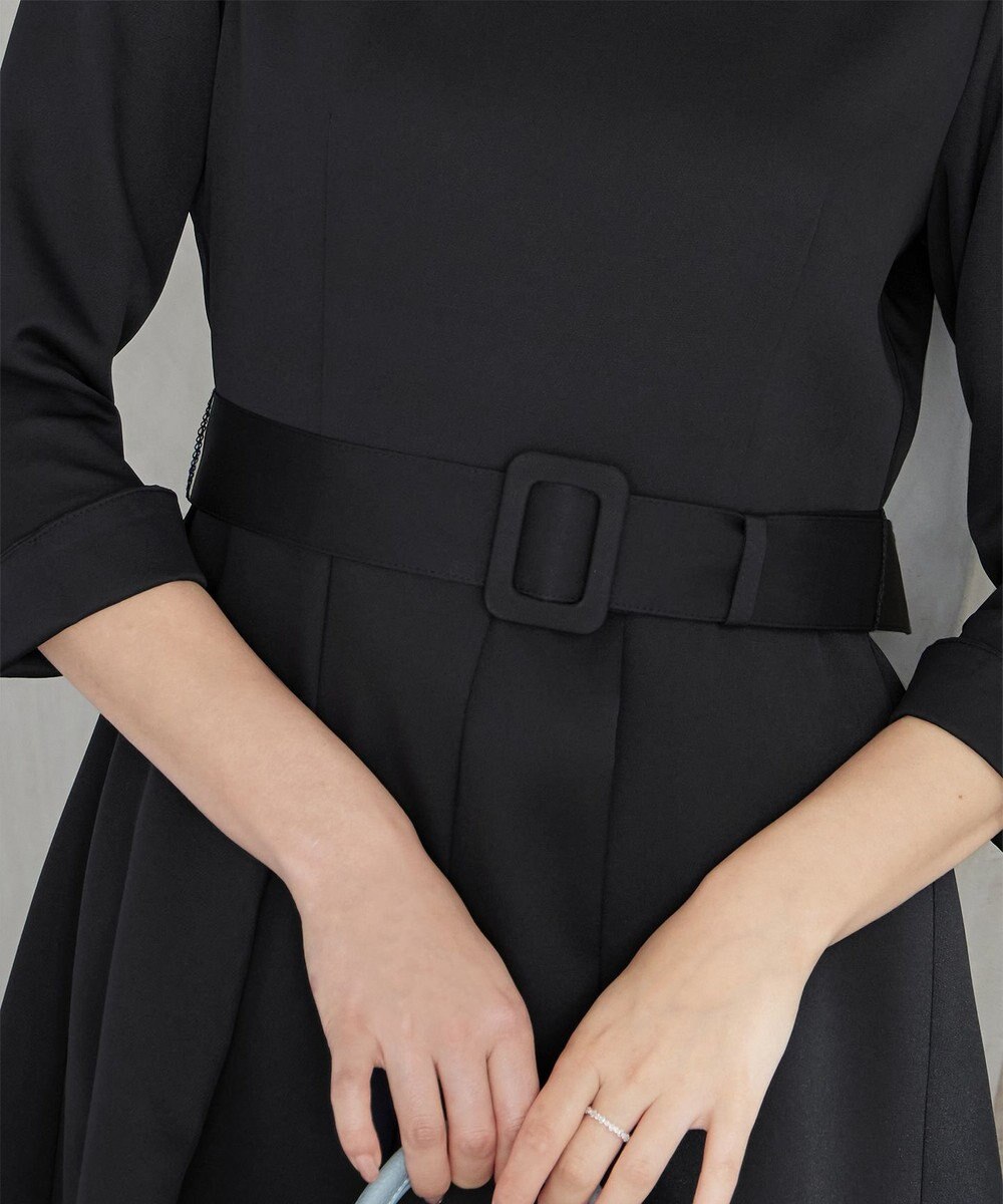 Tiaclasse 【3WAY】リボンブローチ＆ベルト付きフレアワンピース 