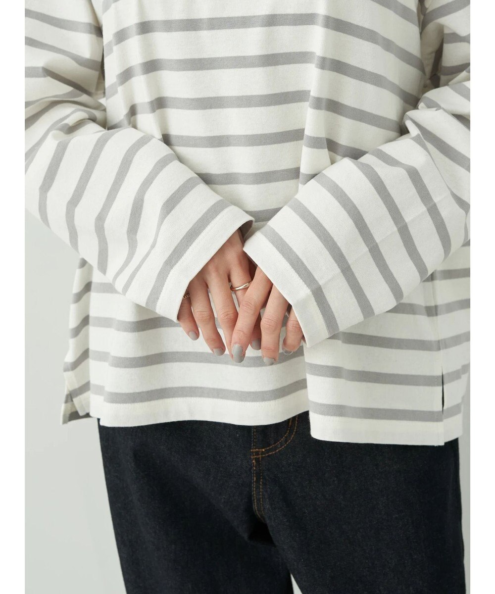 earth music&ecology レースプリントボーダープルオーバー 