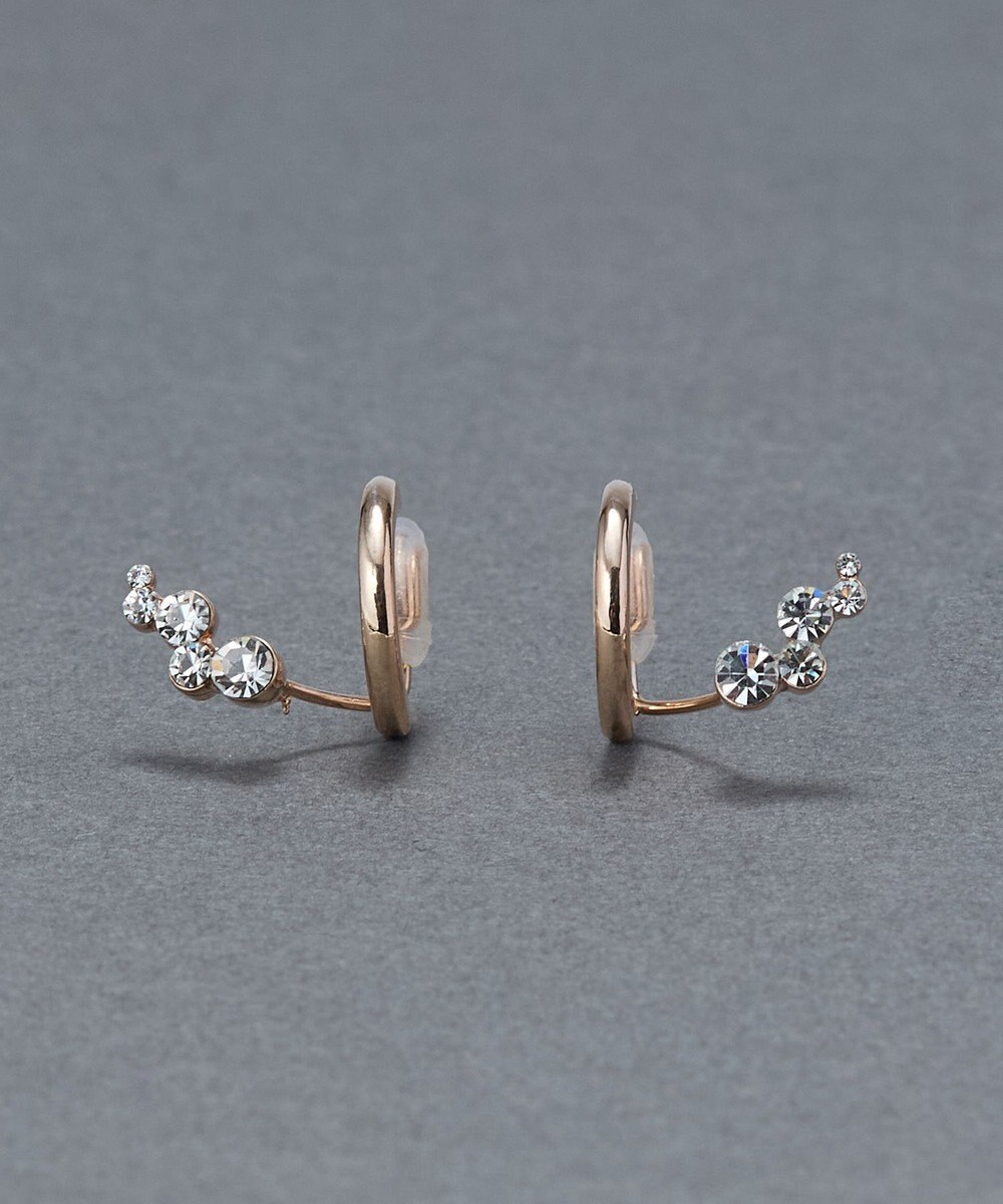 Phoebe 【痛くないシリーズ】ミルキーウェイビジューフロートライトフィットイヤリング　シャンパンゴールド 