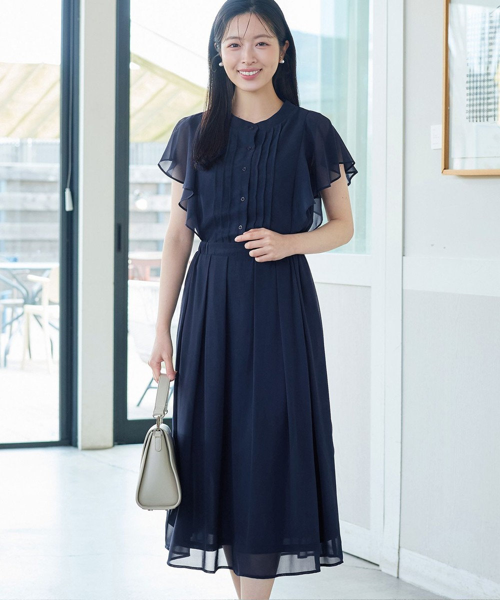 Tiaclasse L 【新色追加】フレアスリーブワンピース 