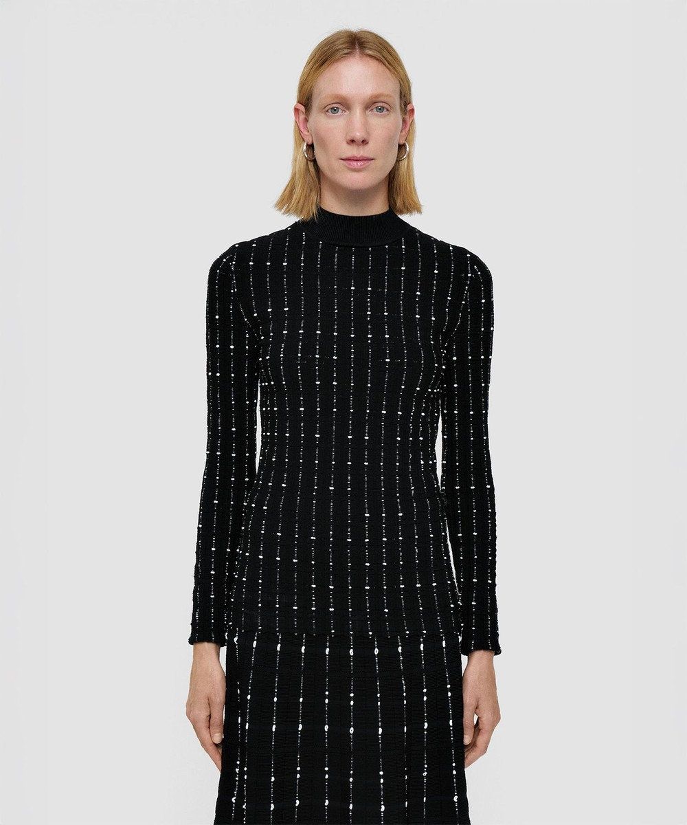 JOSEPH 【洗える】フラグメントストライプ　モックネックニット 