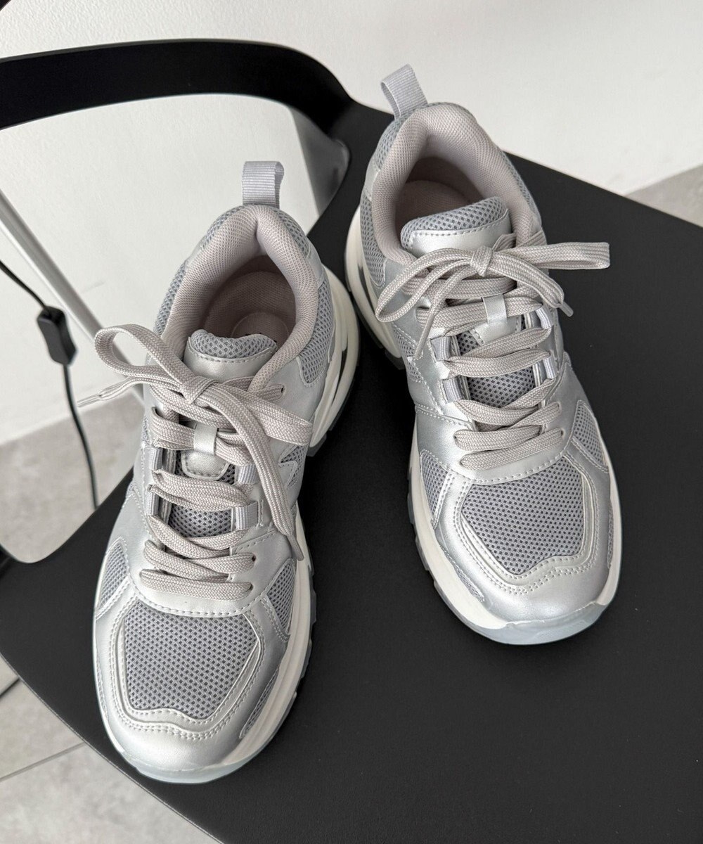 WEGO PUメッシュヒールダッドスニーカー 