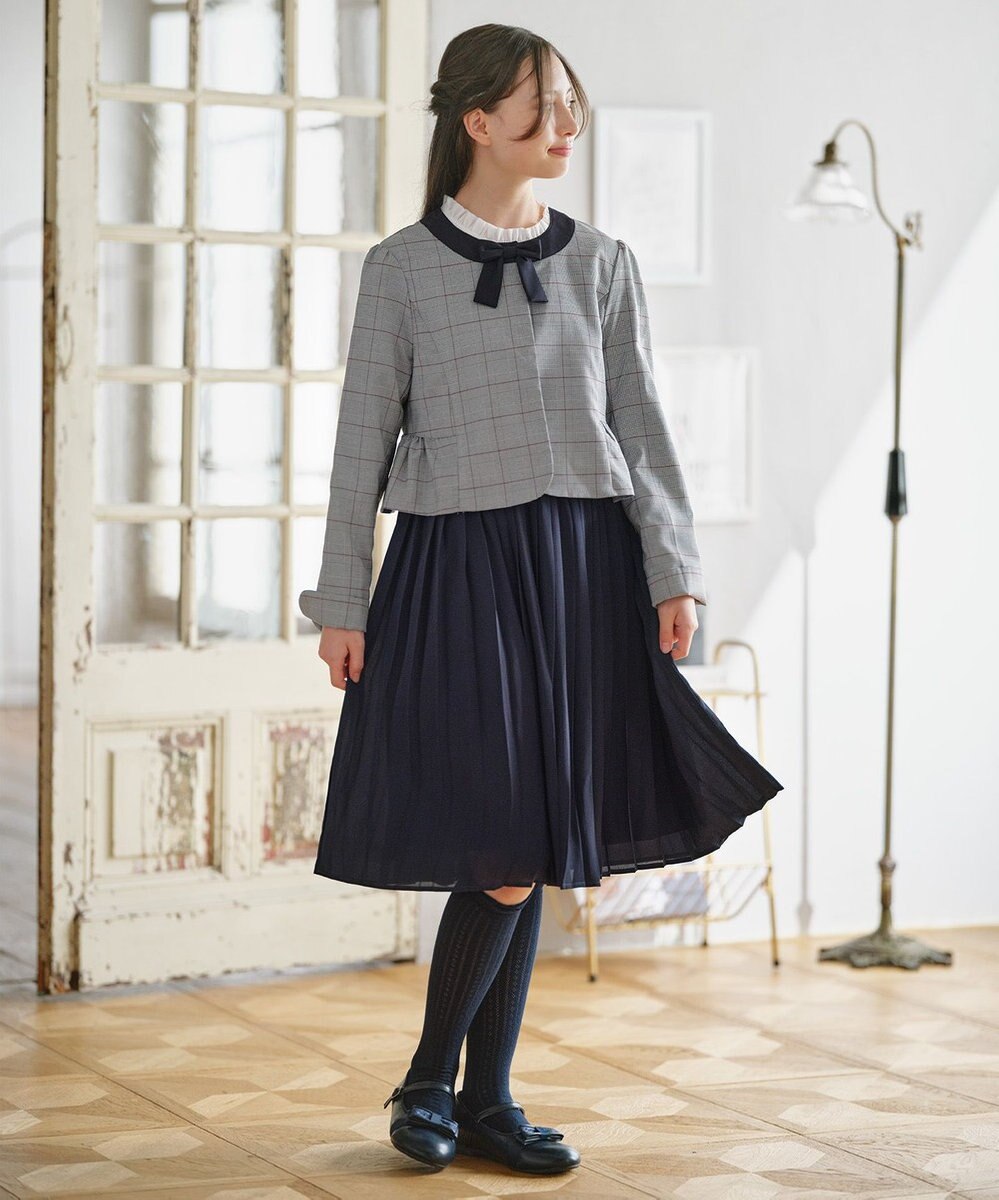 組曲 KIDS 【150-170㎝】グレンチェックジャケット＆プリーツワンピース セット 