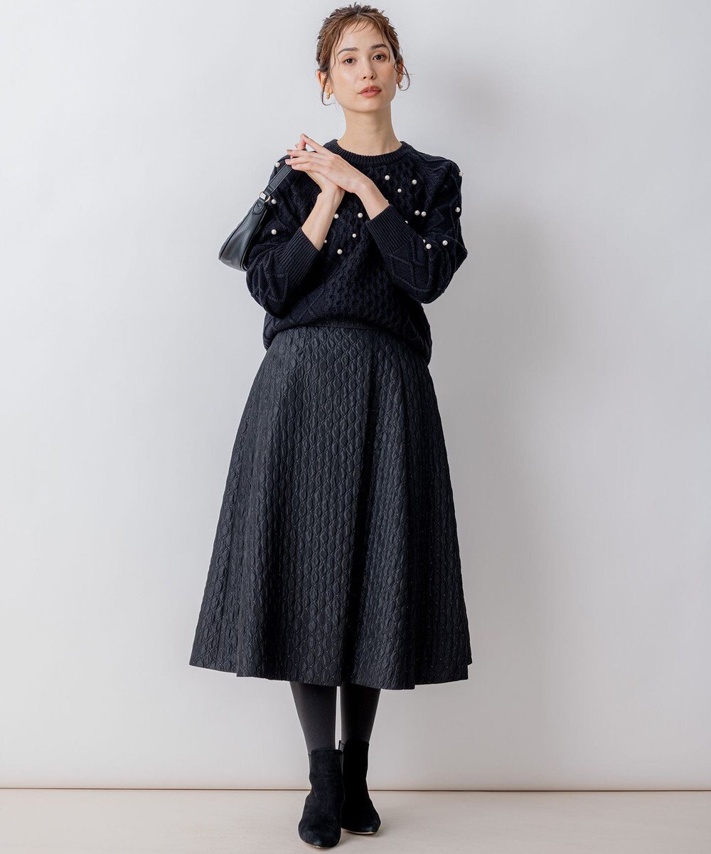 組曲 【WEB限定】パール釦ケーブル ニット 