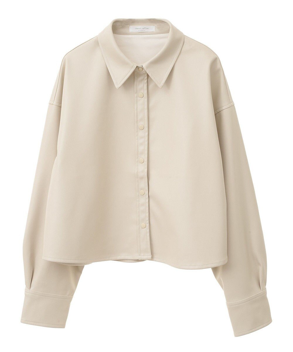 Green Parks ショート丈フェイクレザーシャツ 