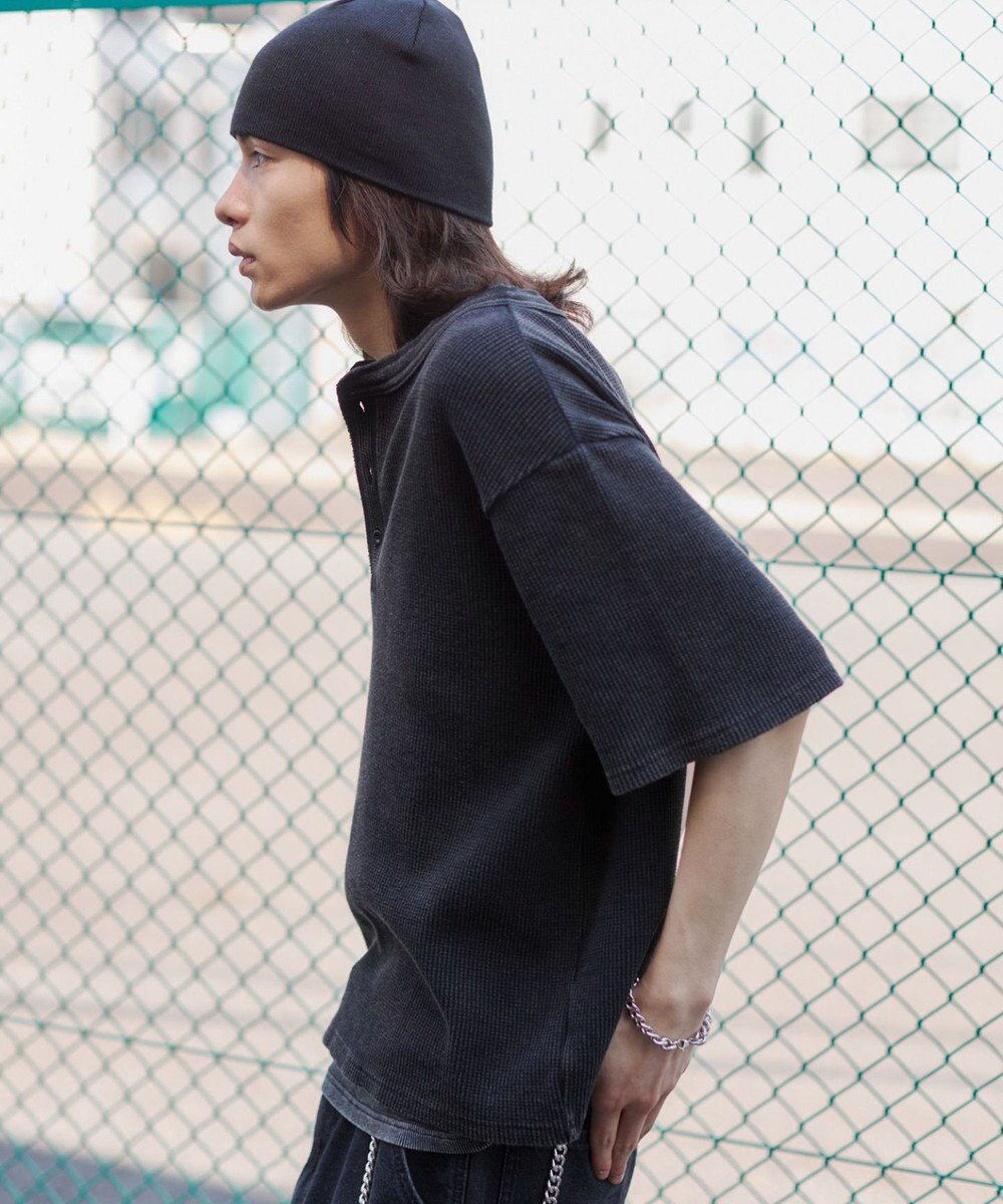 WEGO 【ユニセックス着用ITEM/MLサイズ展開】ワッフルヘンリーネックT（SS） 