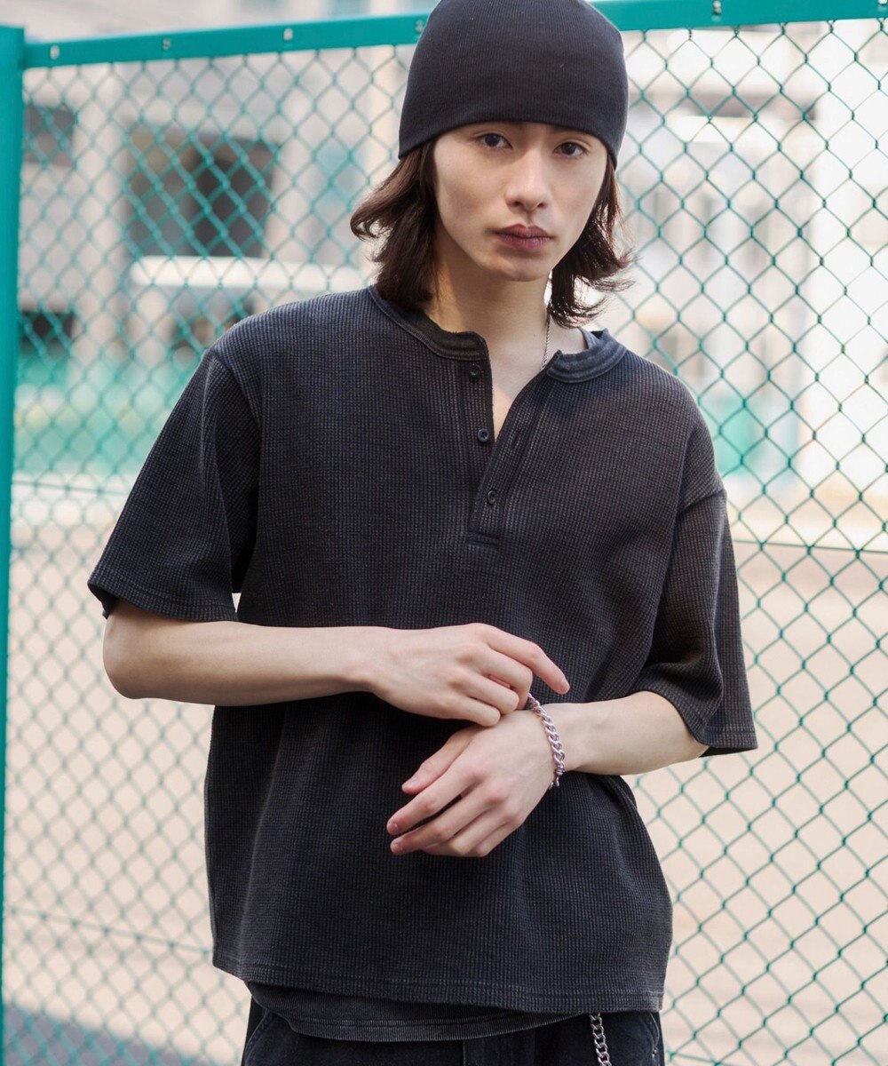 WEGO 【ユニセックス着用ITEM/MLサイズ展開】ワッフルヘンリーネックT（SS） 
