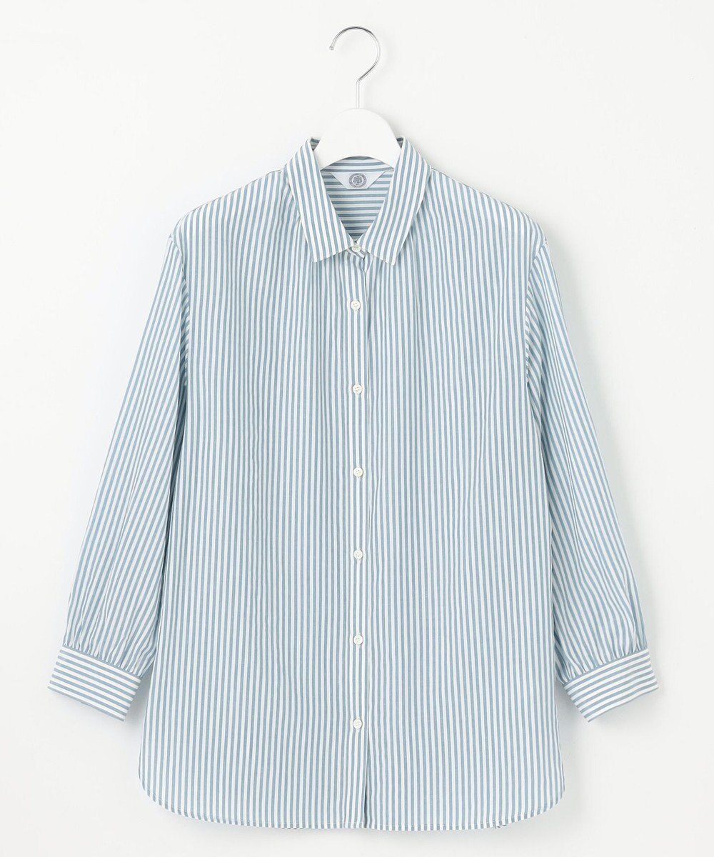 J.PRESS LADIES 【洗える】コットンアセVis ストライプ シャツカラー ブラウス 