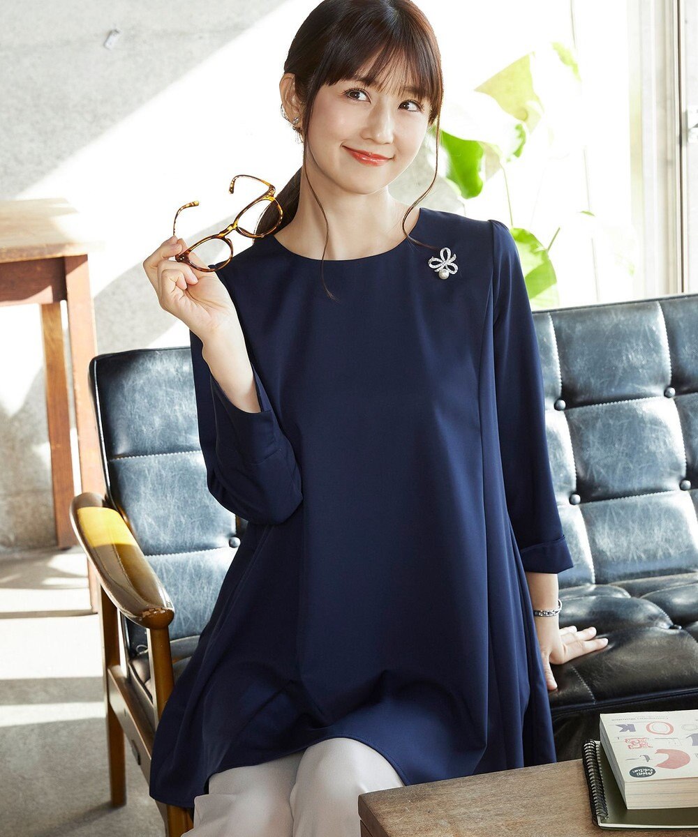 Tiaclasse L 【小倉優子さん着用・選べる袖TYPE・洗える】バックフレアチュニック 