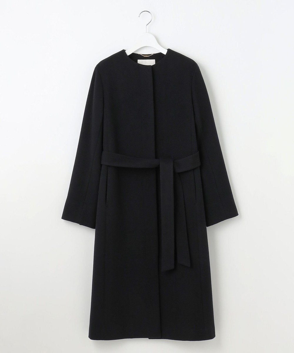 自由区 S シャルムビーバーノーカラーロング コート 