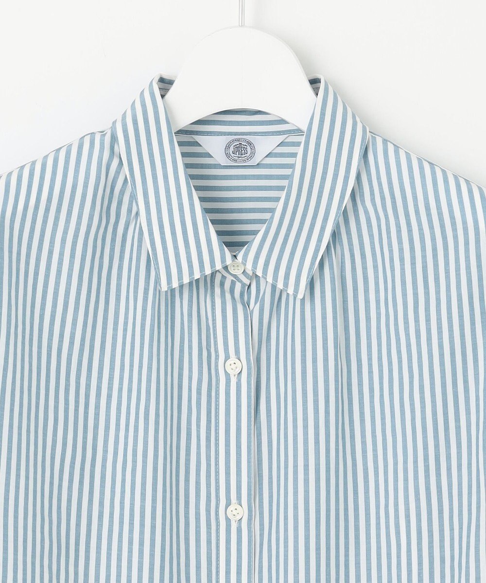 J.PRESS LADIES 【洗える】コットンアセVis ストライプ シャツカラー ブラウス 