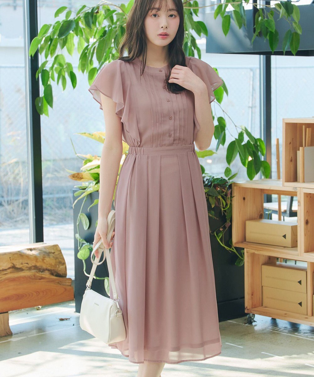 Tiaclasse L 【新色追加】フレアスリーブワンピース 