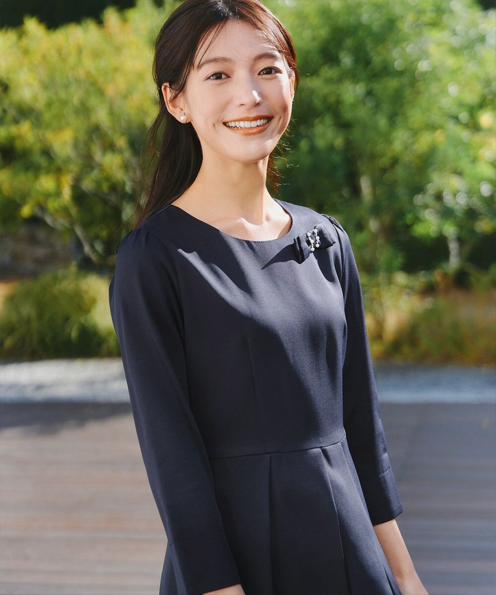 Tiaclasse 【3WAY】リボンブローチ＆ベルト付きフレアワンピース 