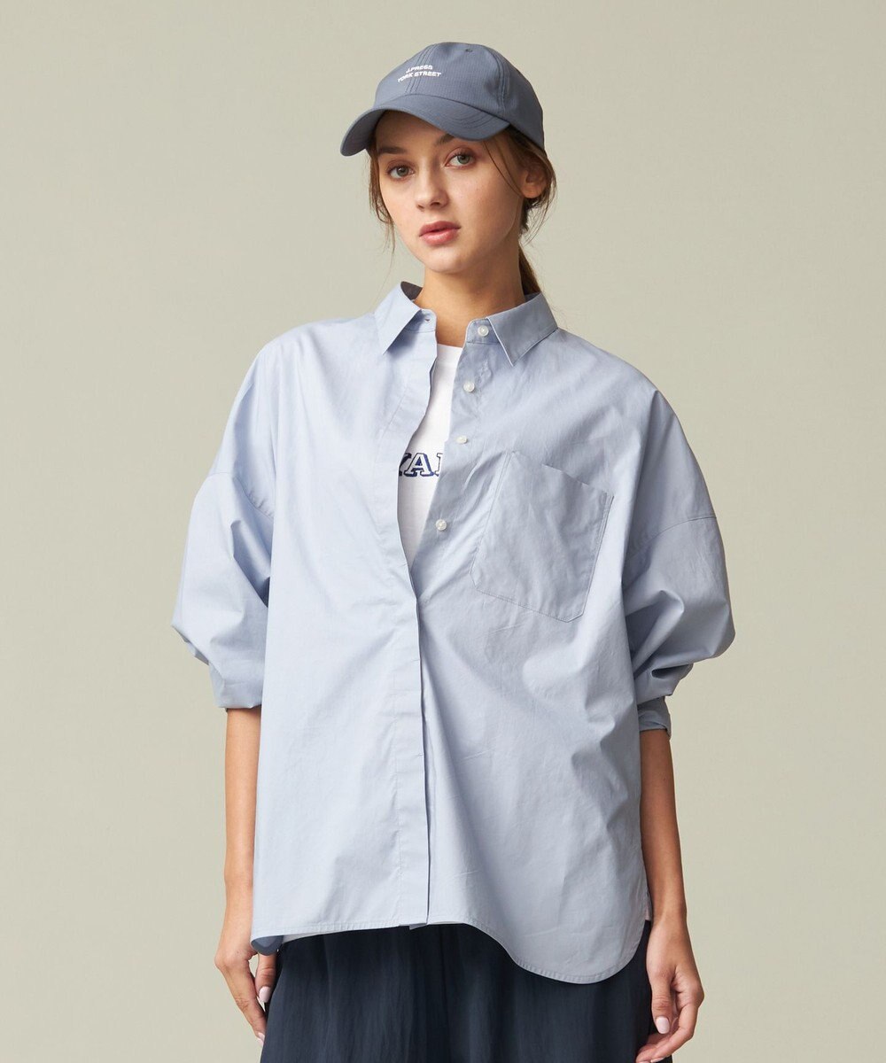 J.PRESS YORK STREET 【WOMEN】コットンタイプライター バックドレープブラウス 