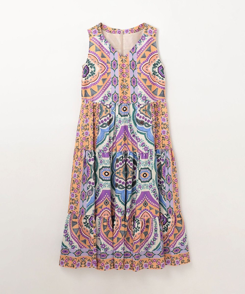 GRACE CONTINENTAL パネルプリントティアードワンピース 