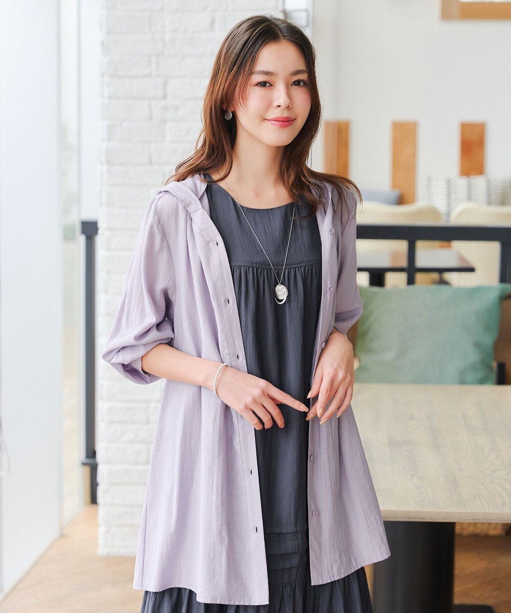 Tiaclasse L 【洗える】フード付きフレアチュニック 