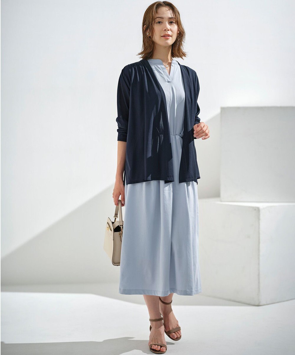 組曲 【洗える・WEB限定】プレーティング天竺 ドレープワンピース 