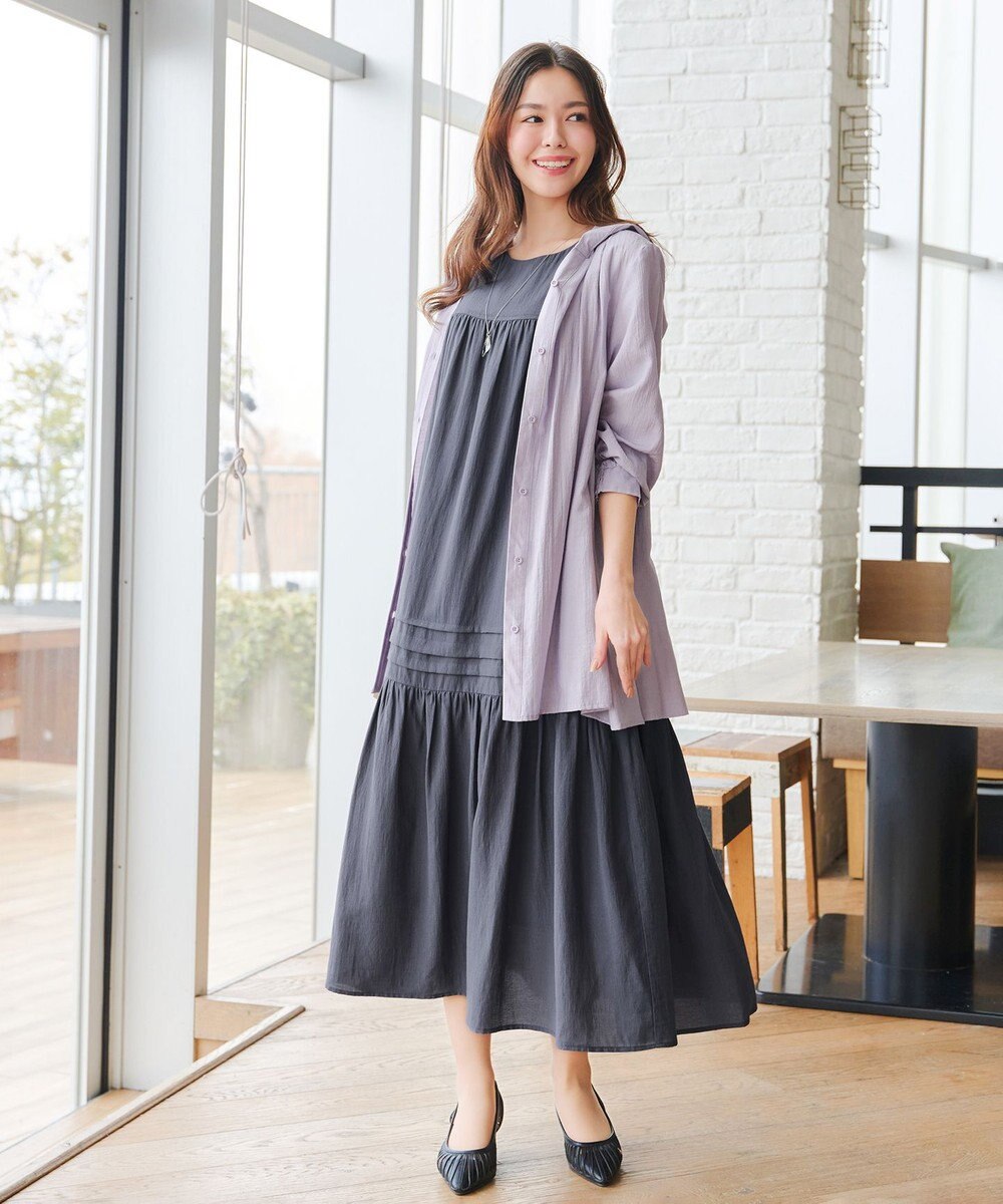 Tiaclasse L 【洗える】フード付きフレアチュニック 