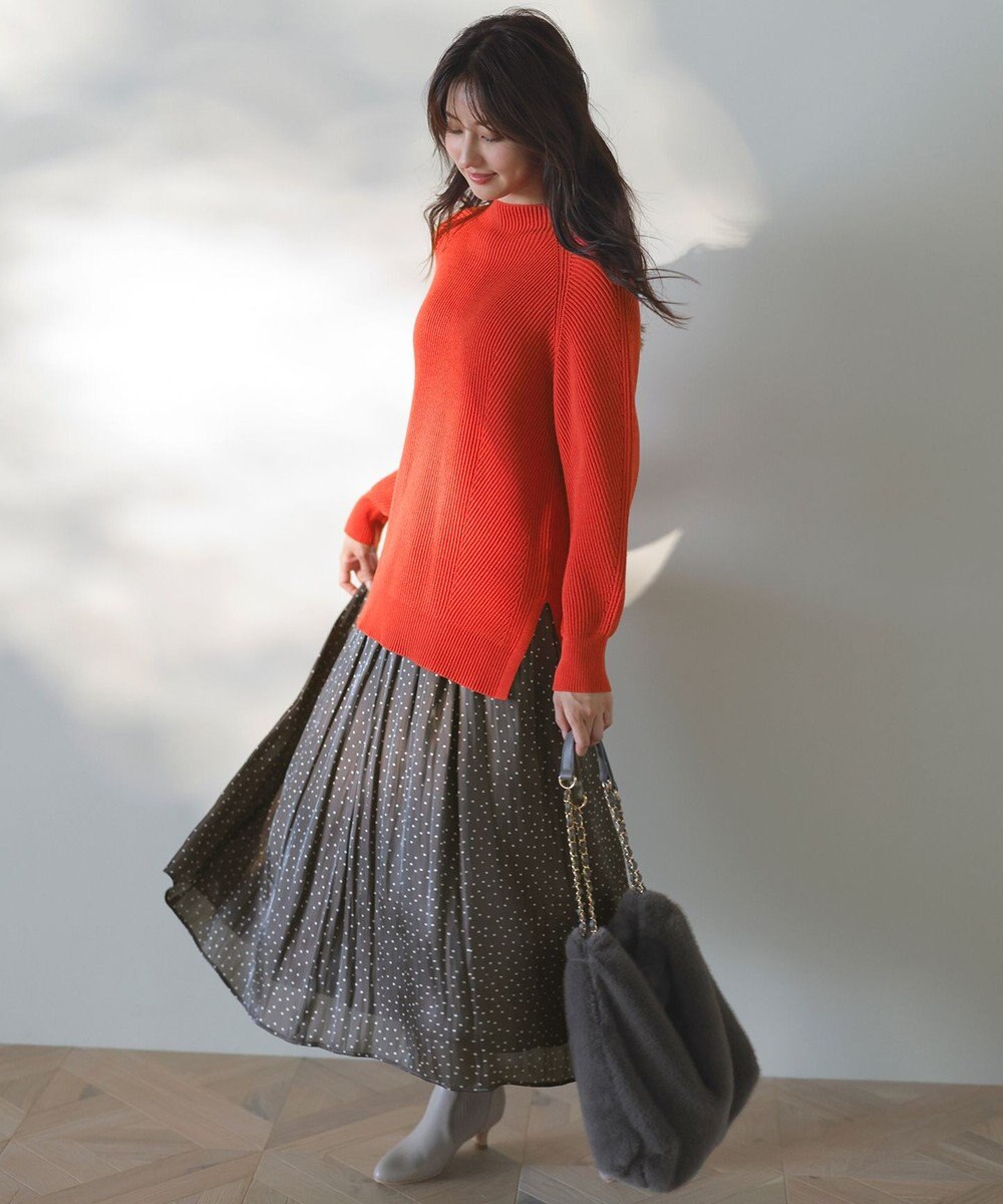 ANY SIS 【洗える・セットアップ可】アンチピリング変形畔 ボトルネック ニット 