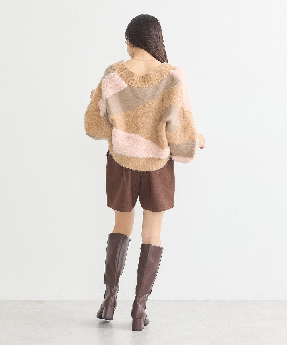 earth music&ecology フェザーミックスインターシャカーディガン 