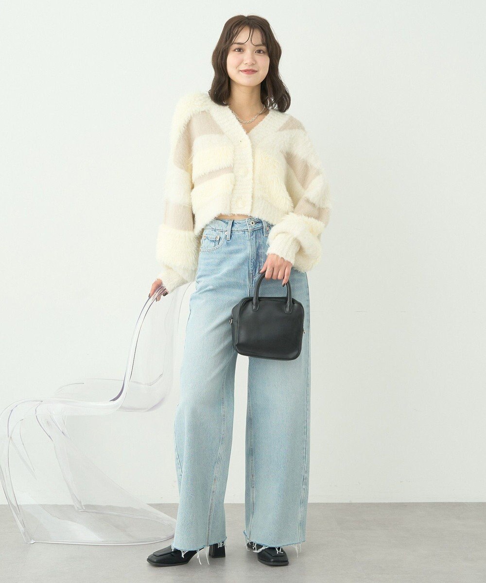 earth music&ecology フェザーミックスインターシャカーディガン 