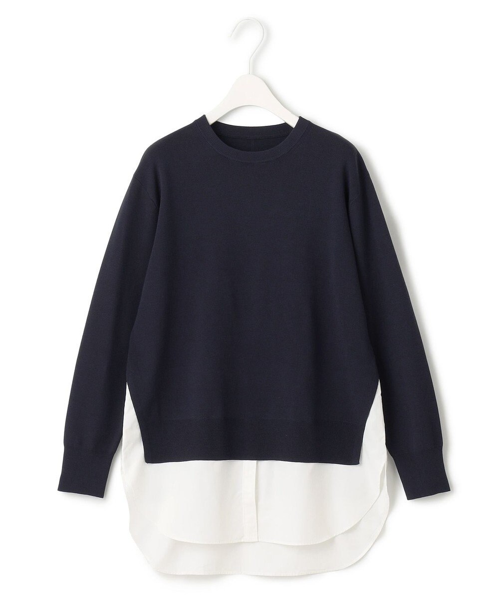 ICB L 【洗える】クロスコンビ シャツドッキングプルオーバー 