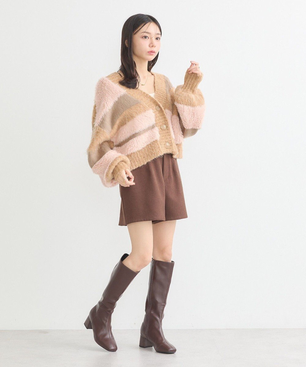 earth music&ecology フェザーミックスインターシャカーディガン 