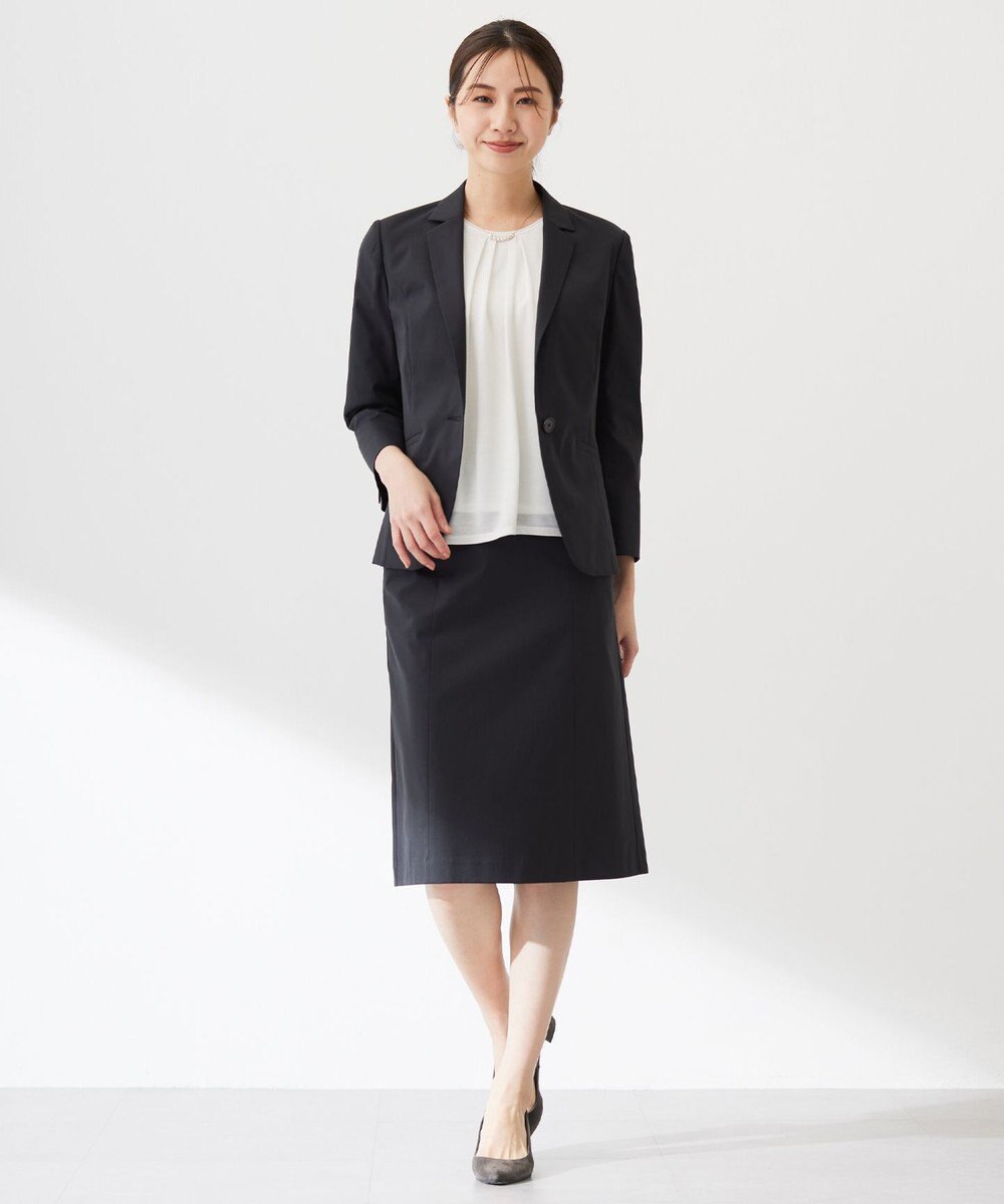 J.PRESS LADIES 【セットアップ対応・洗える・撥水・防汚】コットンFITTYシャーク スカート 