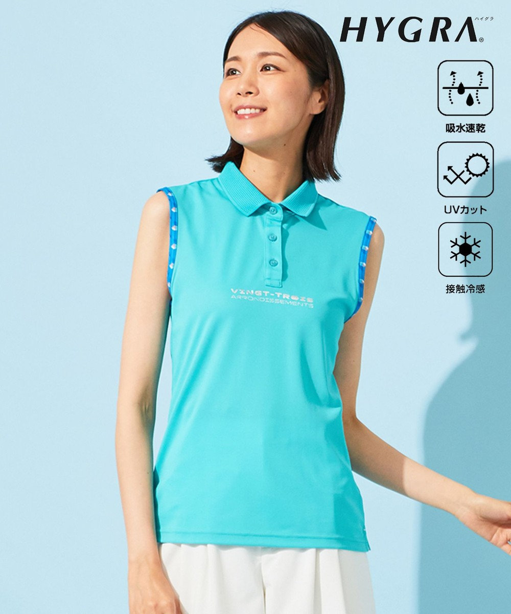 23区GOLF 【WOMEN】【接触冷感・UVケア・吸水速乾】ノースリーブ ポロシャツ 