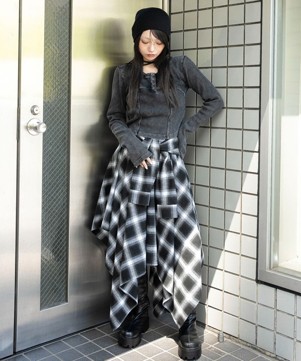 WEGO ヴィンテージウォッシュネックリボントップス 