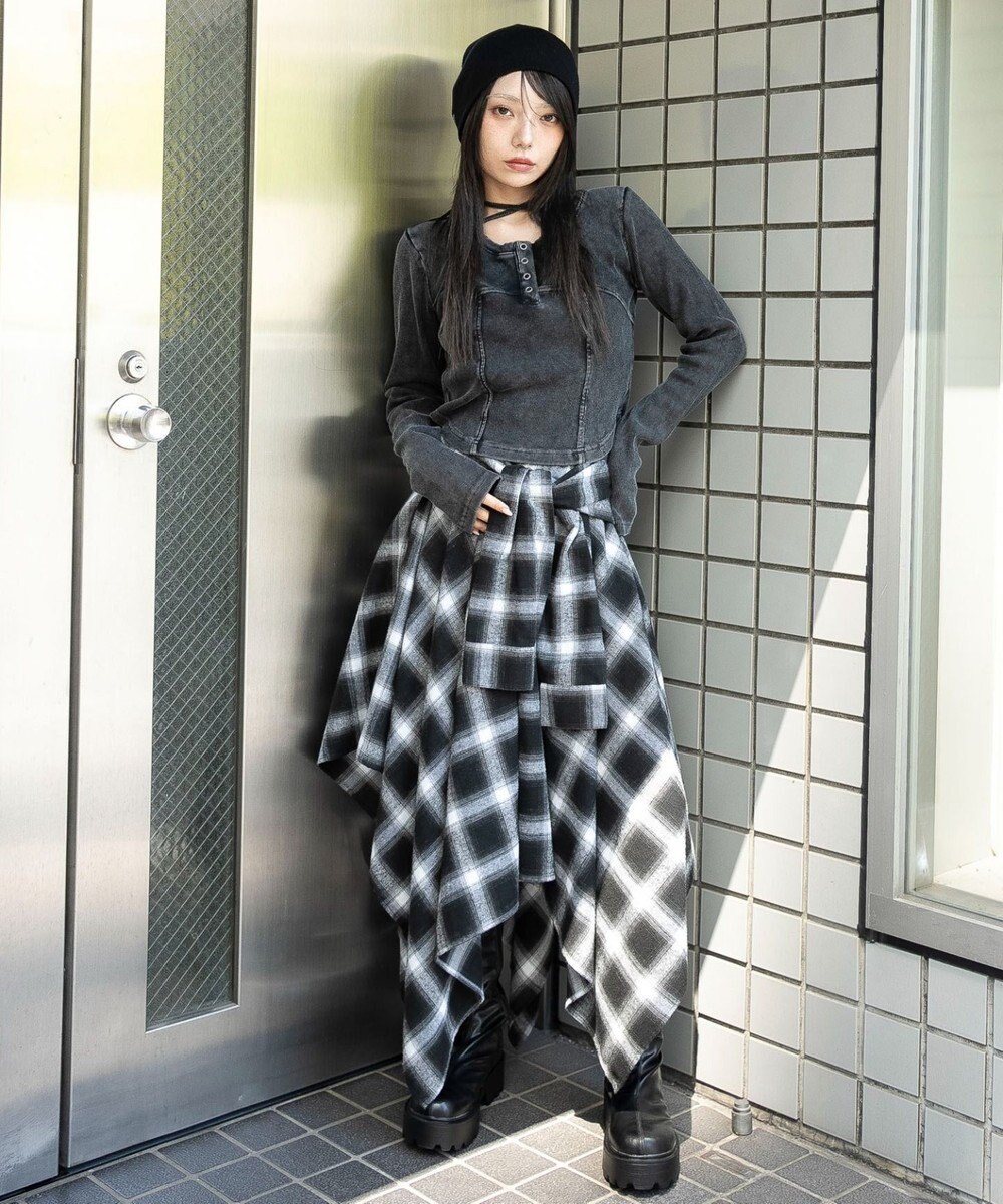 WEGO ヴィンテージウォッシュネックリボントップス 