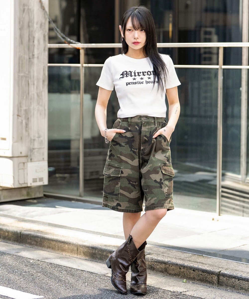 WEGO ヴィンテージウォッシュグラフィックリブT 