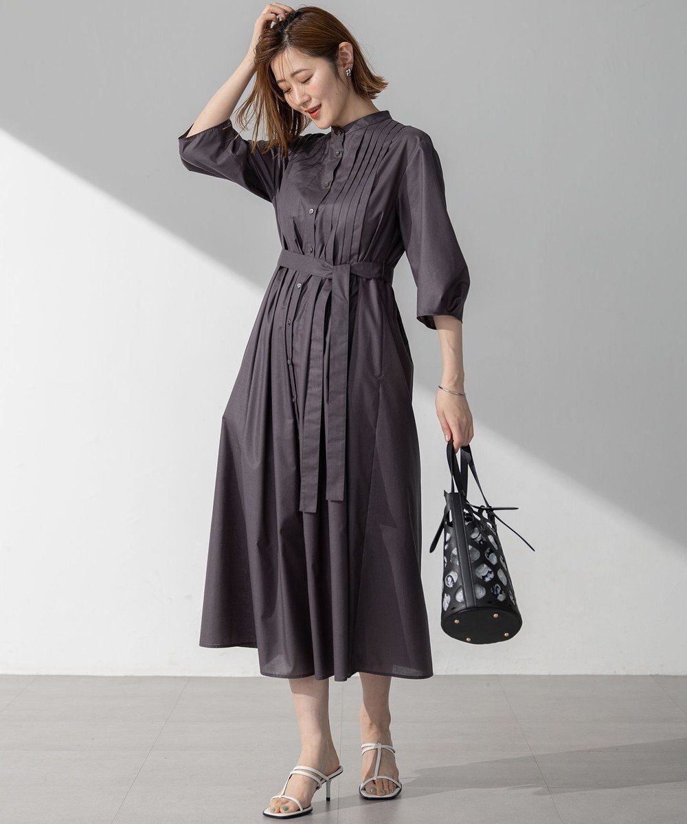 23区 L 【洗える】ラスターローン フロントタック ワンピース 