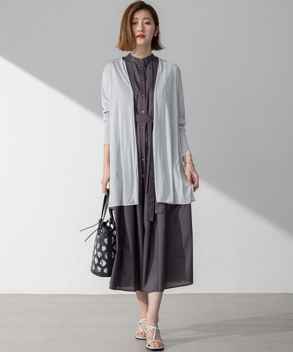 23区 L 【洗える】ラスターローン フロントタック ワンピース 